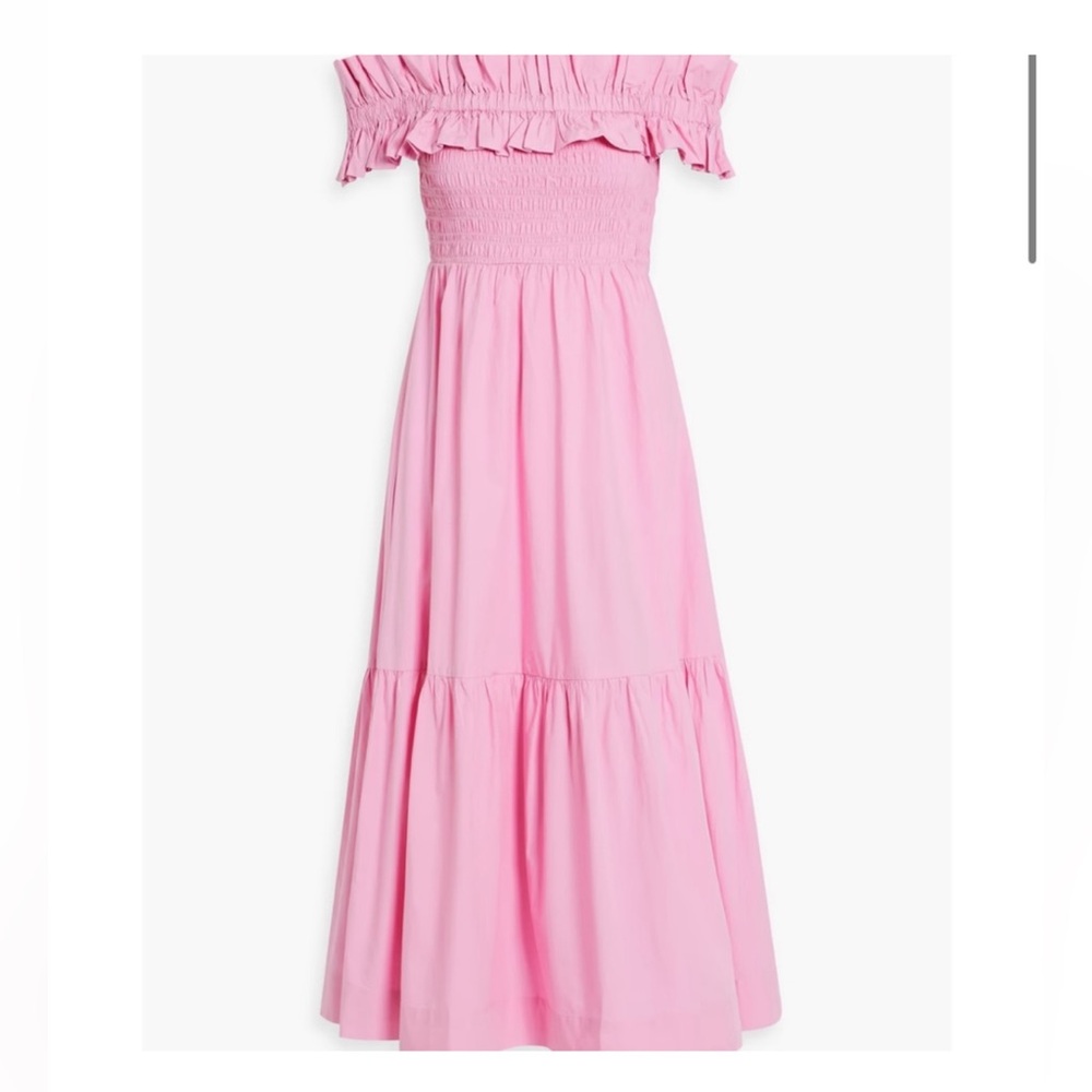 GANNI Pink Ruffled Maxi Dress Size Large